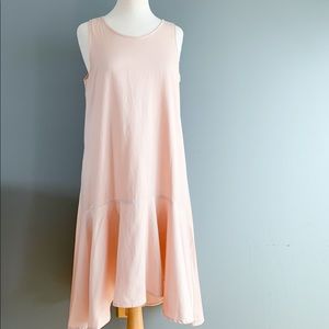 Blush cotton high-low shift dress